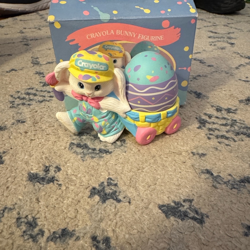 Crayola Pastel Bunny Figurine with Blue, Yellow, Pink and Purple Accents